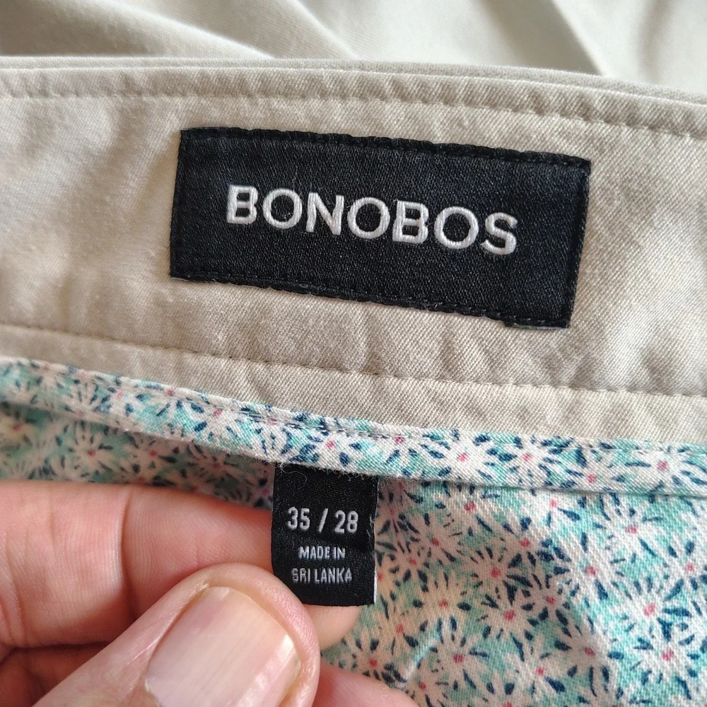 Bonobos Mens Straight Leg‎ Chino Pants 35x28 Off-White Stone Flat Front Casual